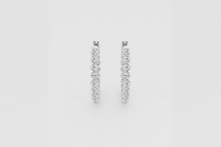 Natural Diamond | 1 ctw Round Inside-Out Floating Hoop Earrings